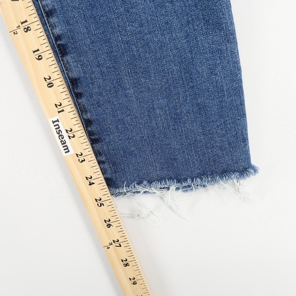 AG Mari Jeans Womens 31 Blue High Rise Slim Straight Fray Hem Denim Japan Fabric - Picture 6 of 9